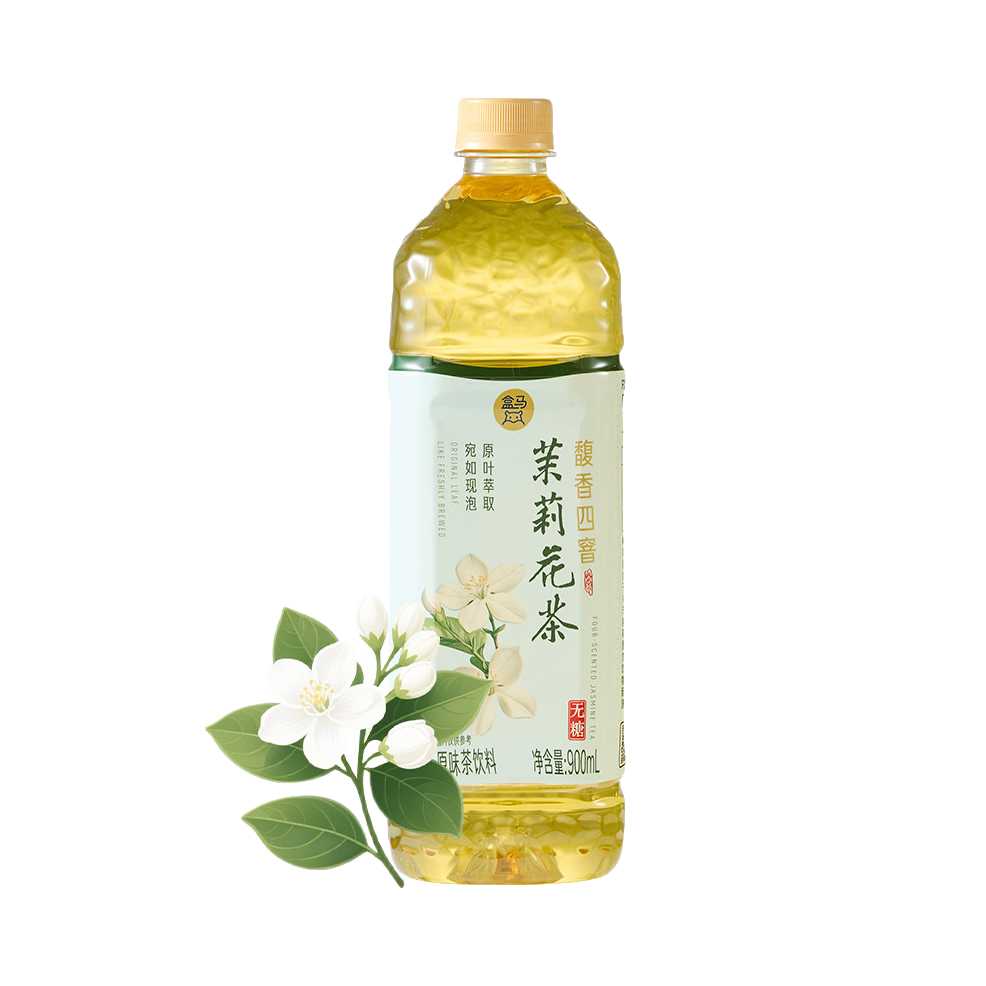 推荐商品：盒马 无糖 原味 900ml 馥香四窨茉莉花茶 瓶装