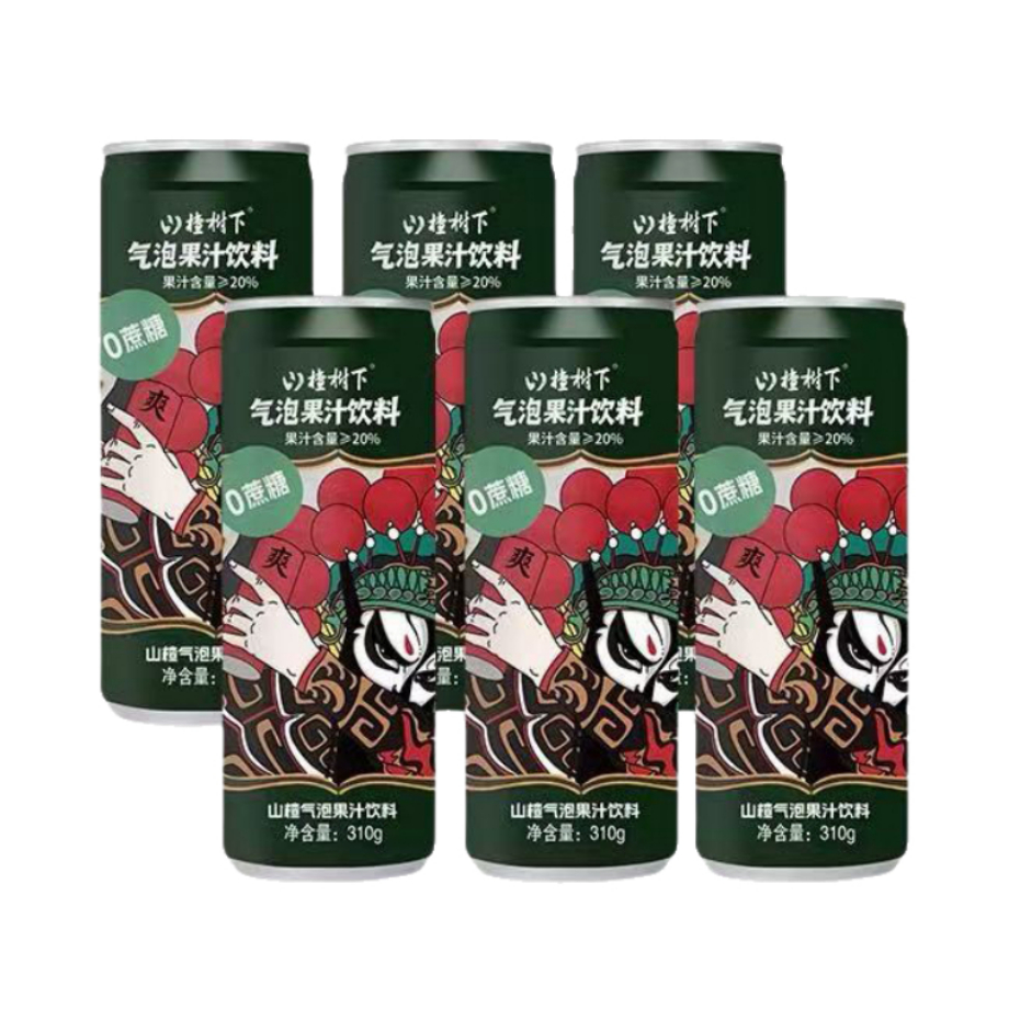 推荐商品：山楂树下 0蔗糖 310g 山楂气泡果汁饮料 罐装