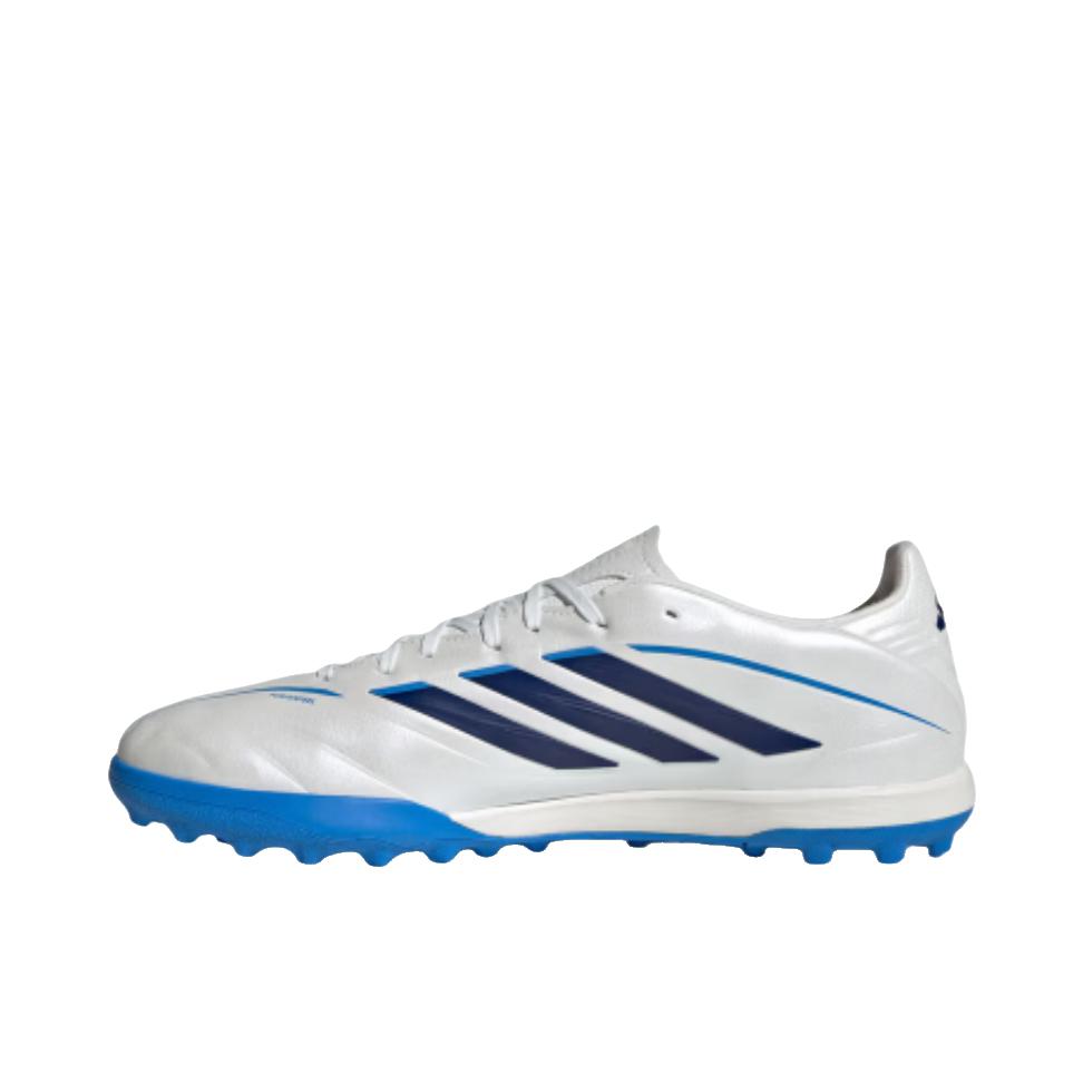 推荐商品：adidas COPA PURE IV LEAGUE TF 足球鞋 碎钉人造草地室外 白金属/深蓝色/镭射亮蓝