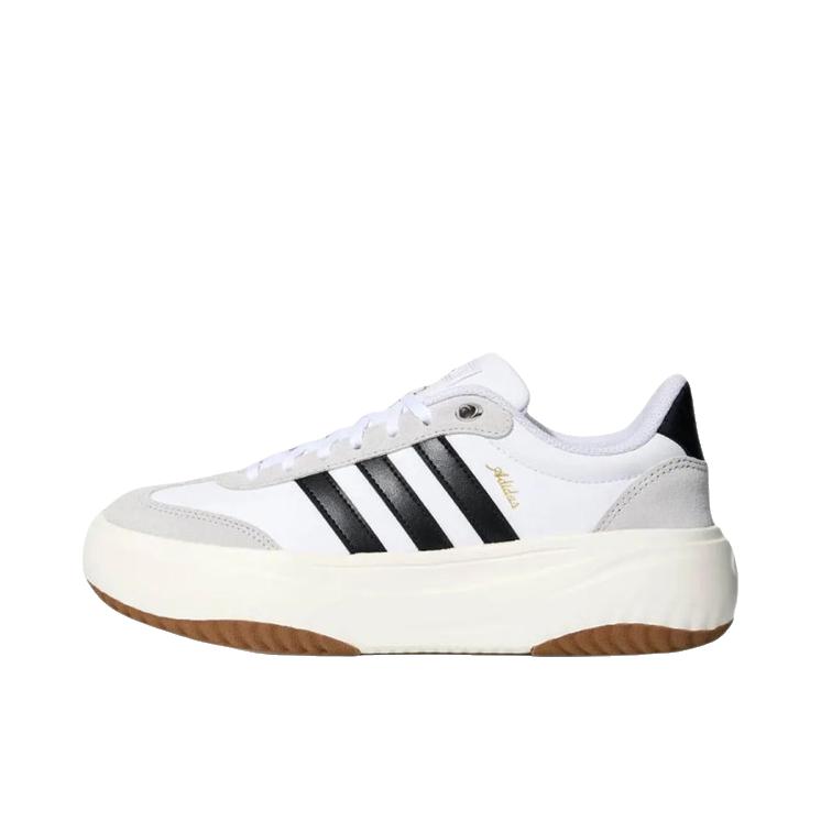 推荐商品：adidas FLARE PLATFORM 运动休闲鞋 防滑厚底橡胶圆头 女款/白色/黑色