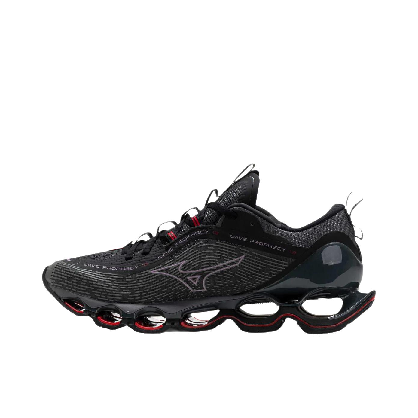 推荐商品：Mizuno/美津浓  Wave Prophecy 13 预言13S 舒适缓震 防滑耐磨 轻便 支撑平衡 网布透气 织物  跑鞋  J1GC24490 深黑色