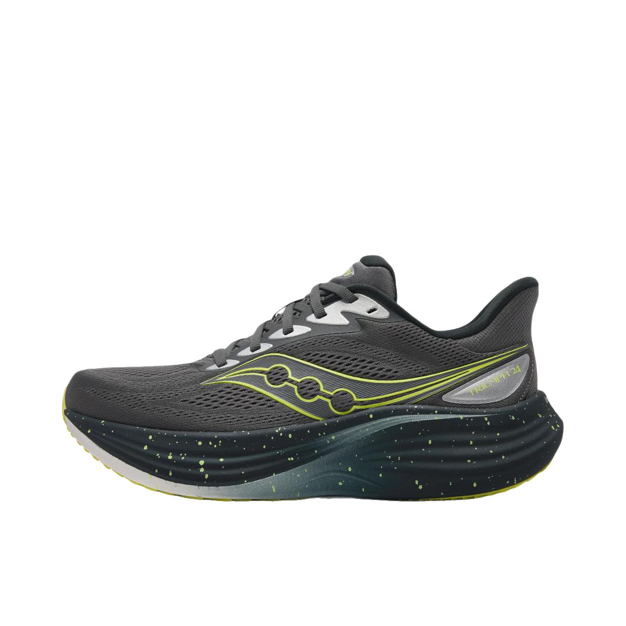 推荐商品：Saucony/索康尼 TRIUMPH 胜利 24 跑鞋 柔软透气圆头厚底 低帮/黑色/绿色