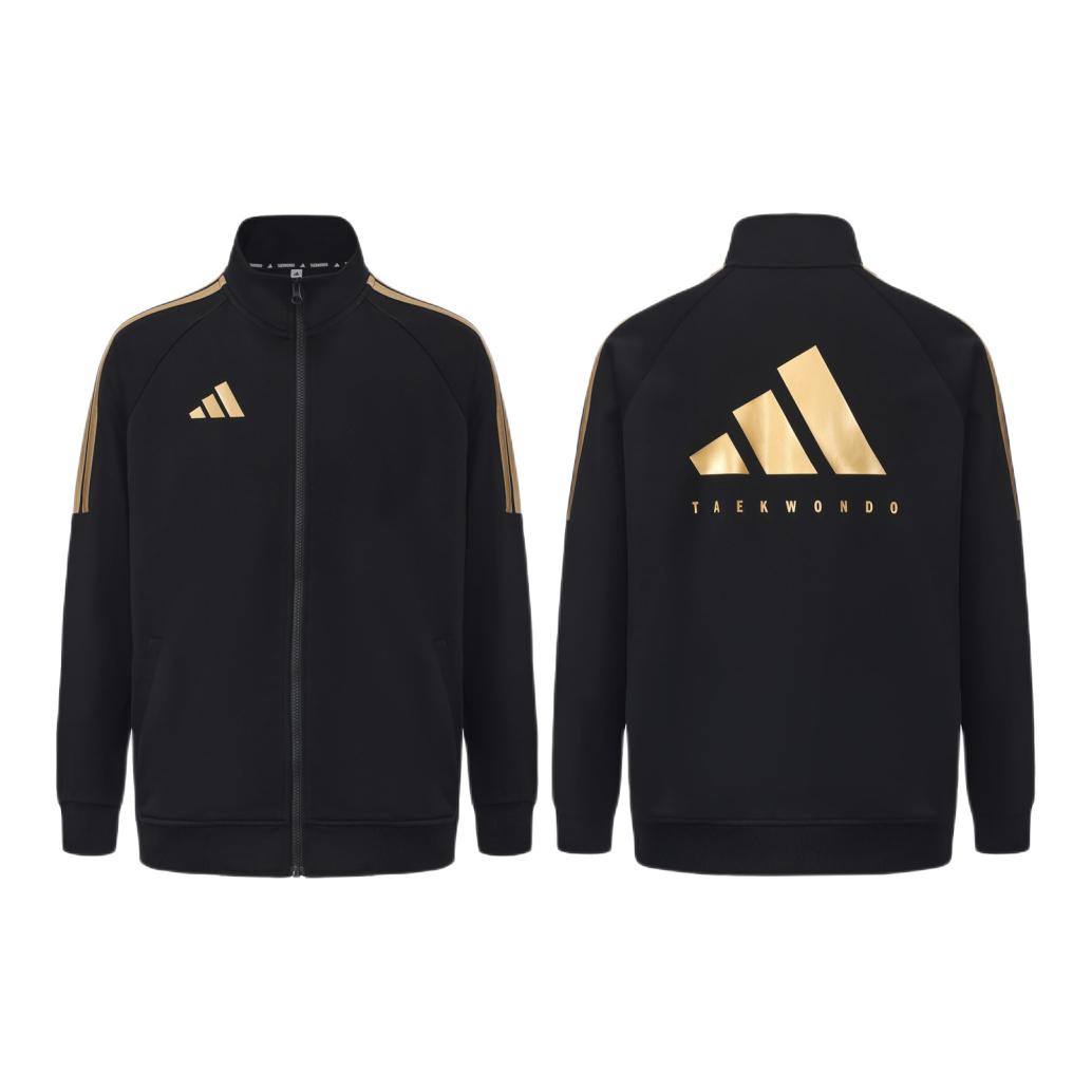 Adidas/阿迪达斯 2026AW 拉链长袖条纹夹克 TR30JR3TK 黑/金
