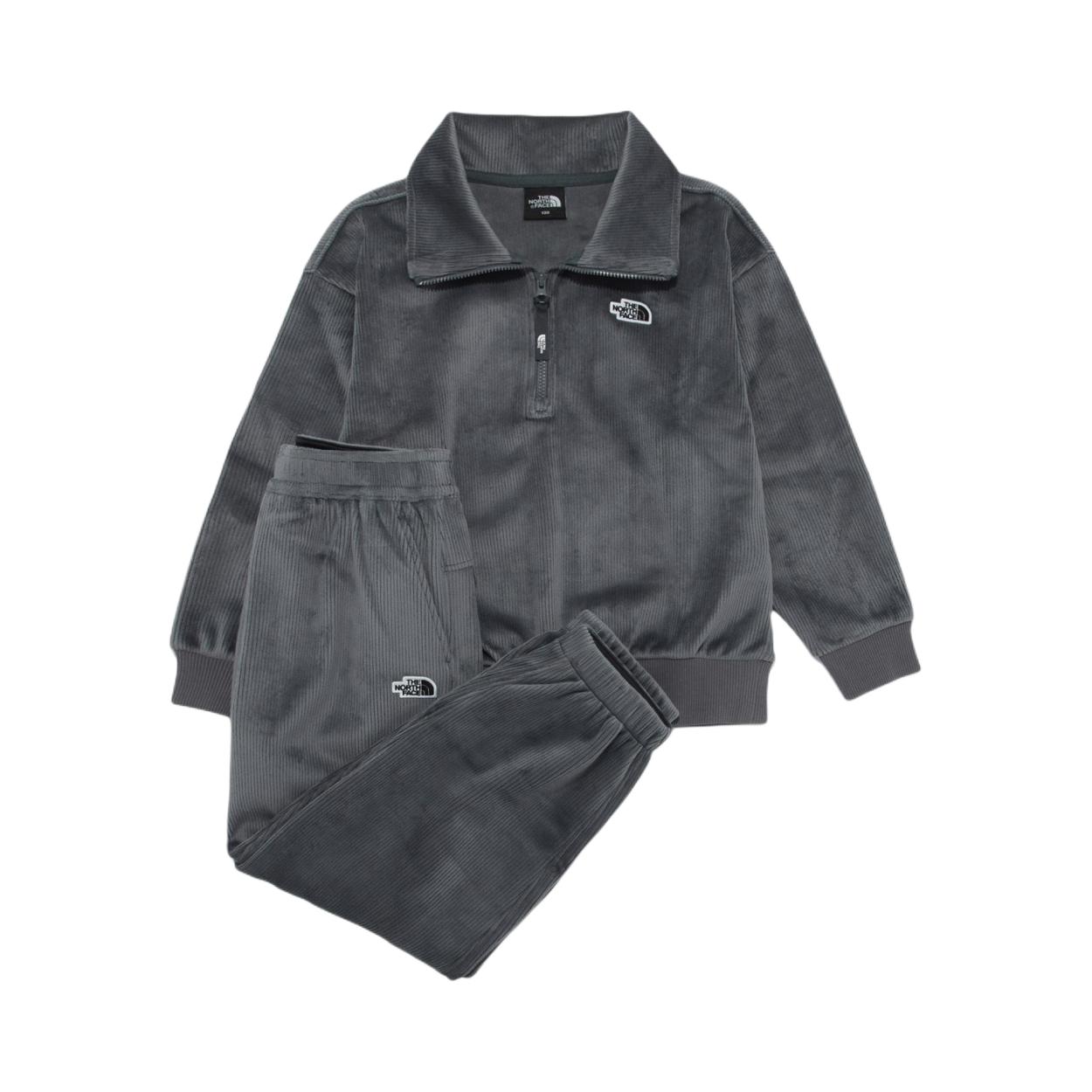 推荐商品：TheNorthFace/北面童装 徽标半拉链束脚长袖休闲套装 中大童 R61T 炭灰