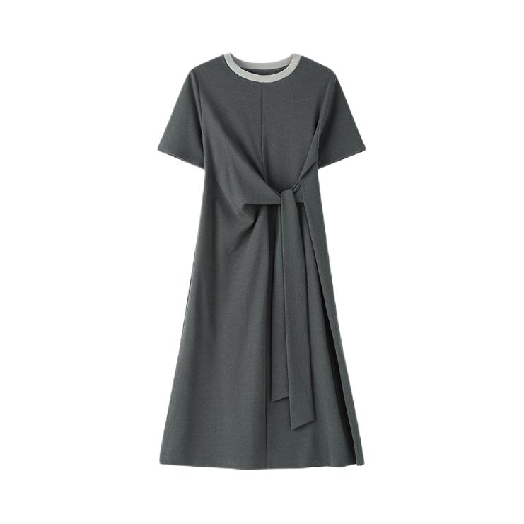 推荐商品：ochirly/欧时力 限定系列绑带内搭短袖连衣裙 女装 9SG5081480 烟灰