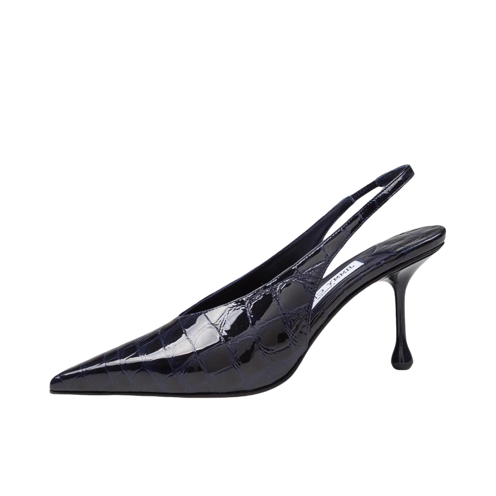 推荐商品：Jimmy Choo 高跟鞋 皮革尖头露跟 J000185342 跟高8cm/黑色/海军蓝