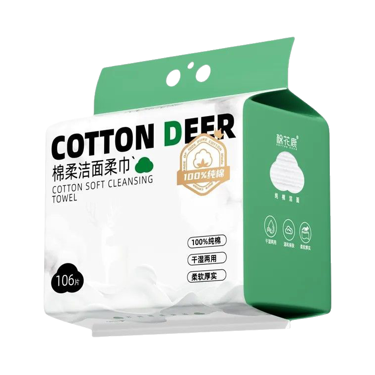 推荐商品：COTTON DEER/棉花鹿 洗脸巾 100%全棉加大加厚干湿两用柔软亲肤