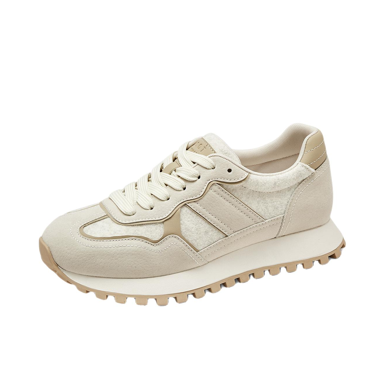 推荐商品：Toomanyshoes 云间漫步 运动休闲鞋 复古百搭皮革 女款/米色/白色