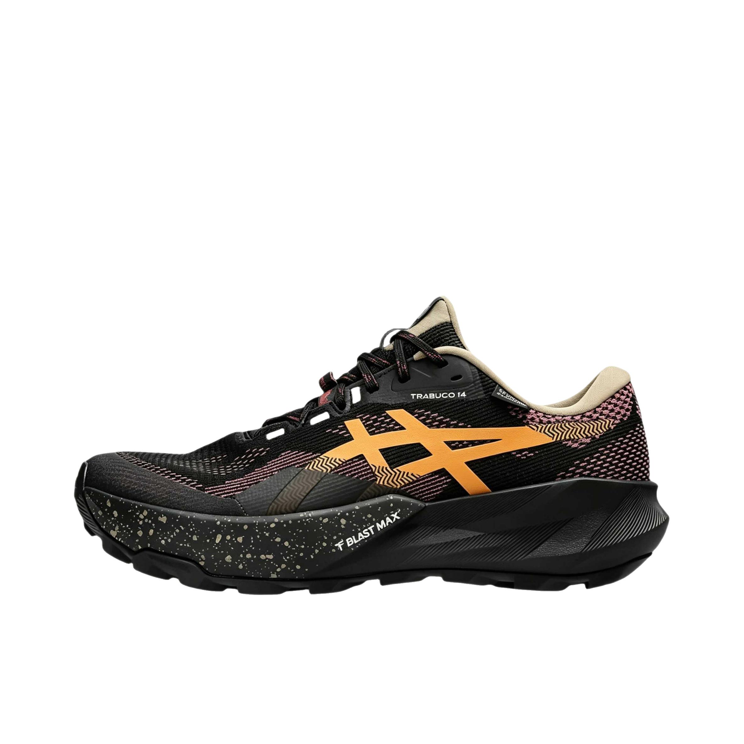 推荐商品：Asics/亚瑟士 Gel-Trabuco 14 越野跑鞋 柔软舒适透气百搭抓地回弹减震支撑圆头网布贴合 黑色/牛腩红 
