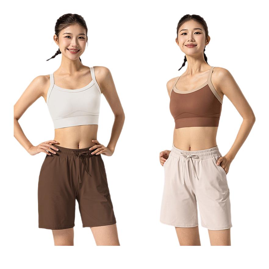 推荐商品：HORMOVE ACTIVE/荷动 防震速干美背外穿运动内衣 女装 HOR-SY2059 茶棕+奶白/2件装