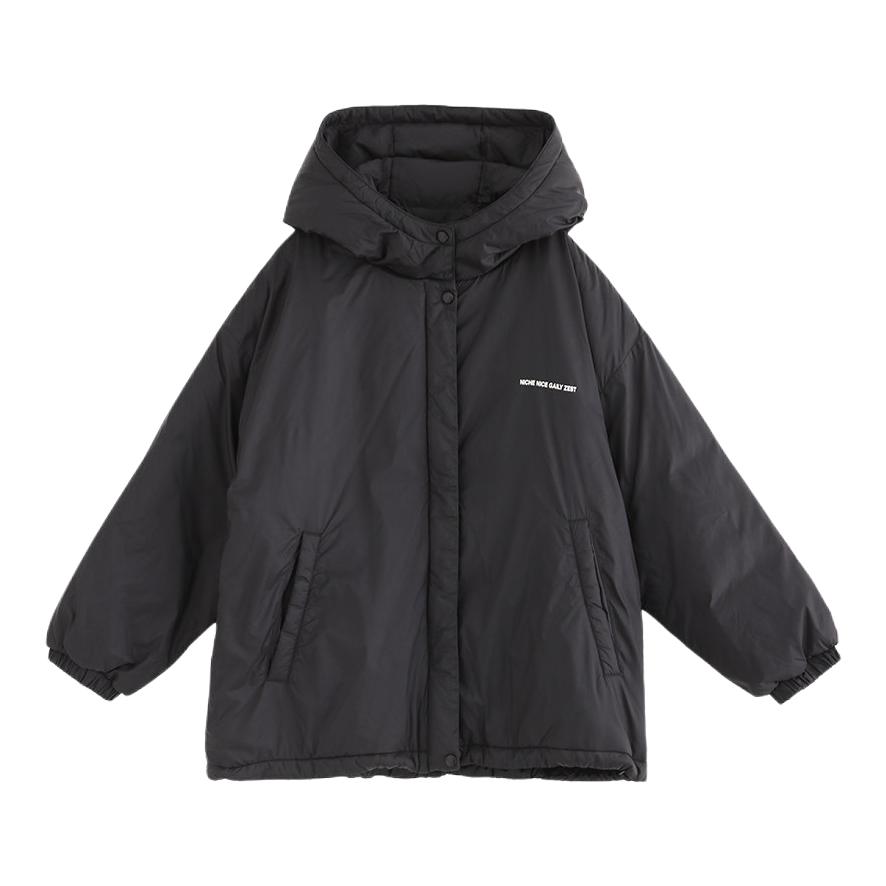 推荐商品：NNGZ童装 2026AW 厚款连帽廓形棉服 女中大童 B25CM2094G 黑