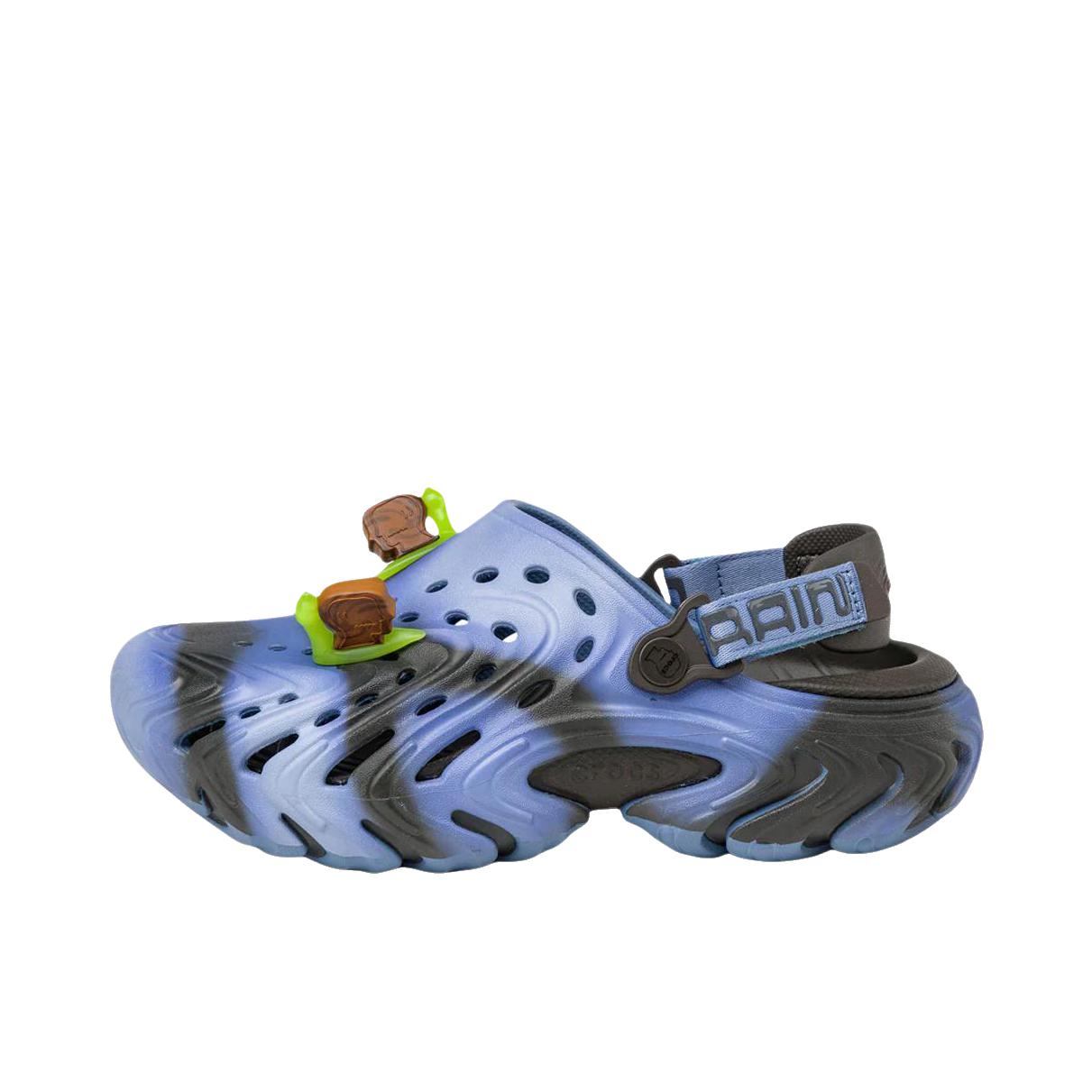 Crocs/卡骆驰 Echo clog波波2 拖鞋儿童 一脚蹬沙滩 Brain Dead联名/蓝色
