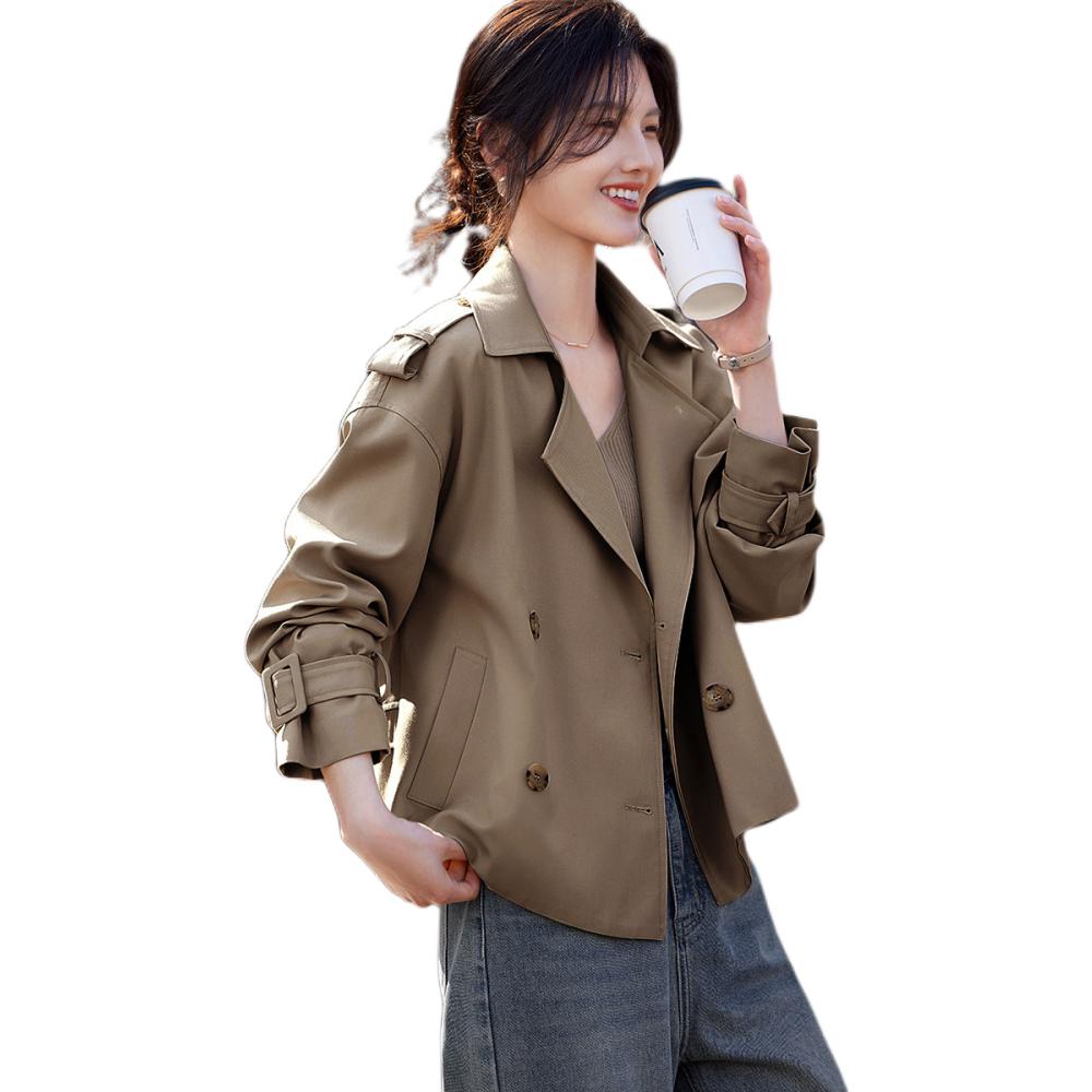 推荐商品：XWI/欣未 短款直筒型长袖风衣 女装 X4CF1A00105 咖