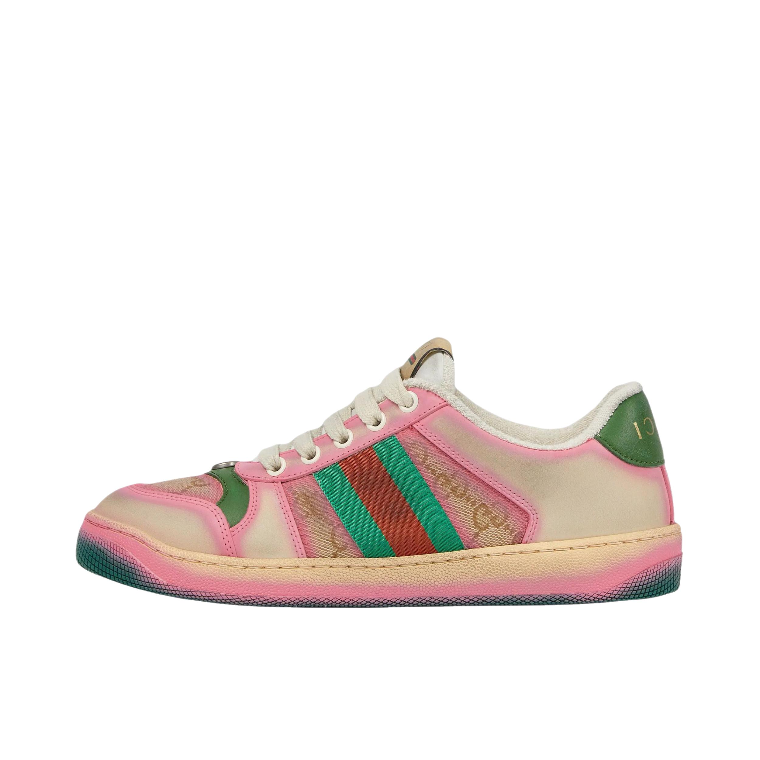 推荐商品：Gucci Screener 板鞋 脏脏鞋 经典复古减震帆布轻便 女款/粉色/绿色 