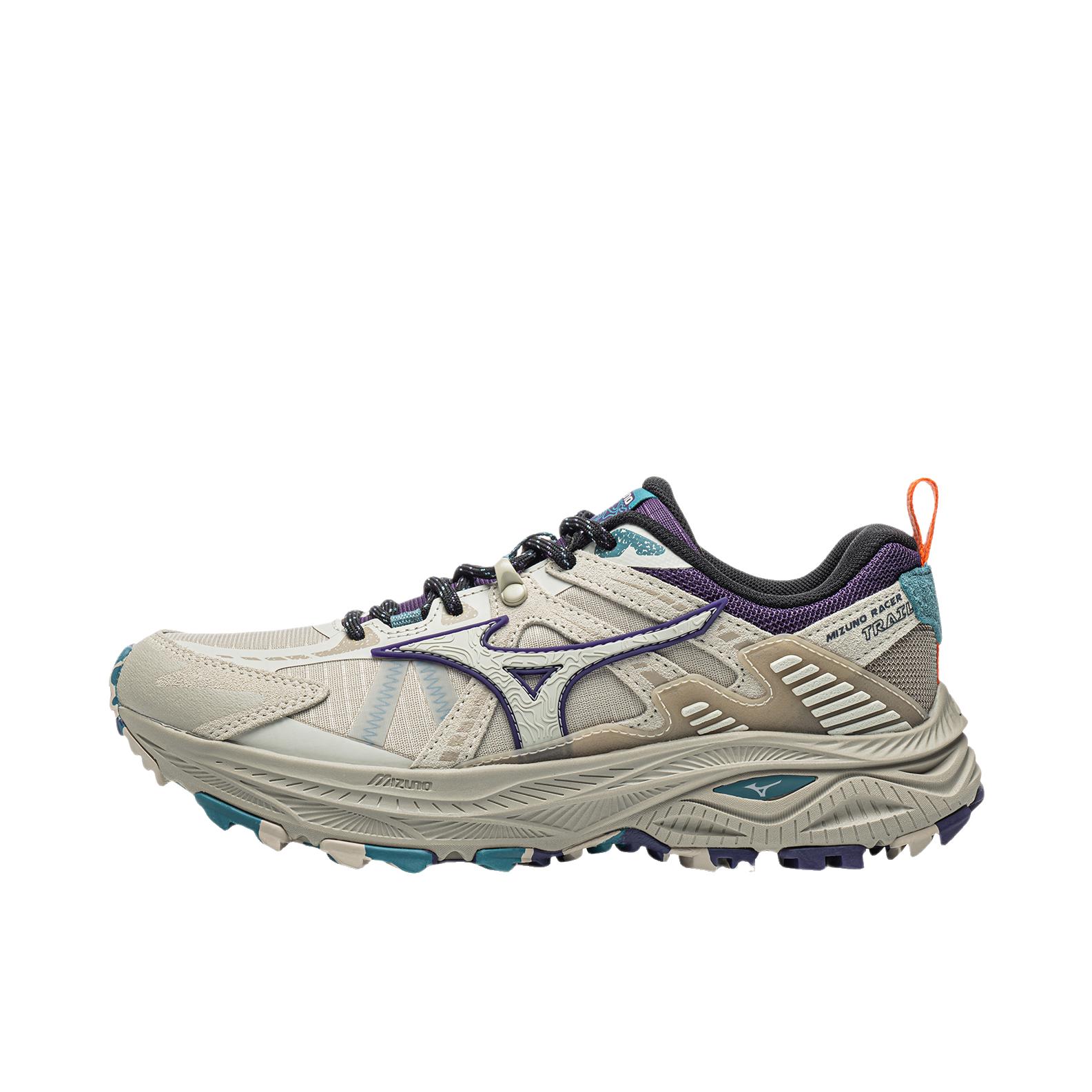 推荐商品：Mizuno/美津浓 Racer Trail 织物 缓震回弹 防滑耐磨 网面 运动休闲鞋 杏色/葡萄紫/银绿色 