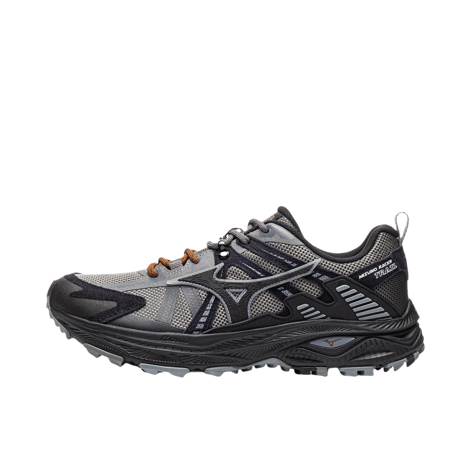 推荐商品：Mizuno/美津浓 Racer Trail 织物 缓震回弹 防滑耐磨 网面 运动休闲鞋 深灰色/黑色 