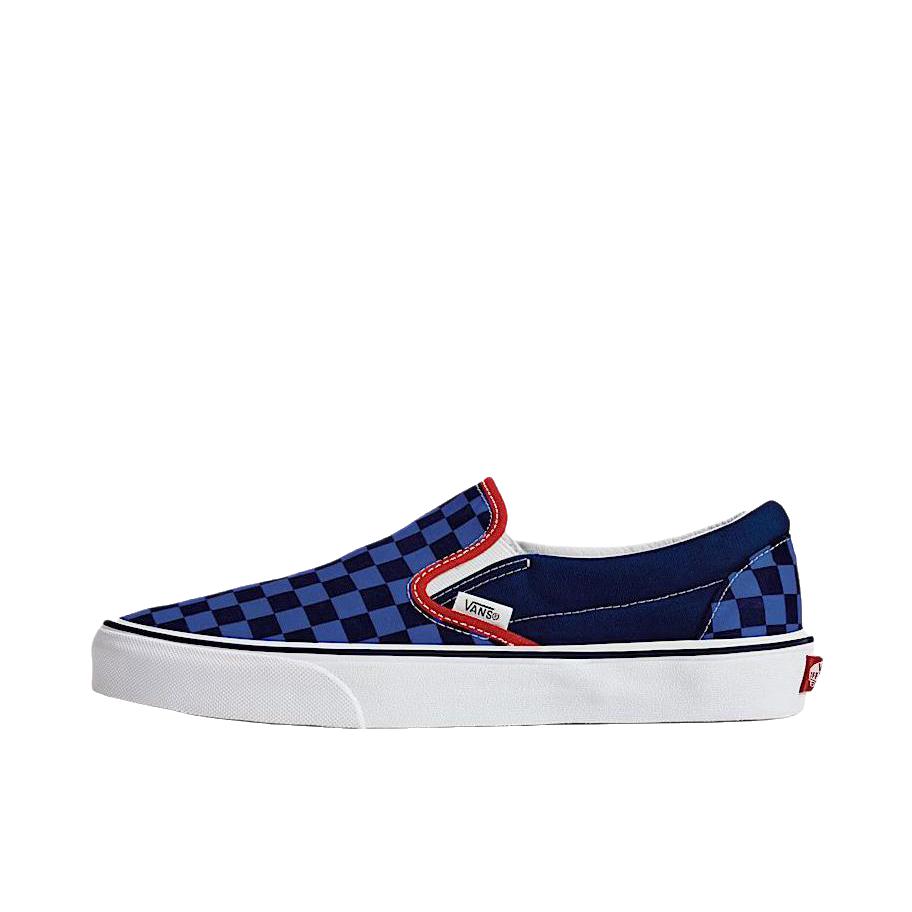 推荐商品：Vans/范斯 slip-on 板鞋 圆头套脚减震低帮 棋盘格海军蓝/蓝色