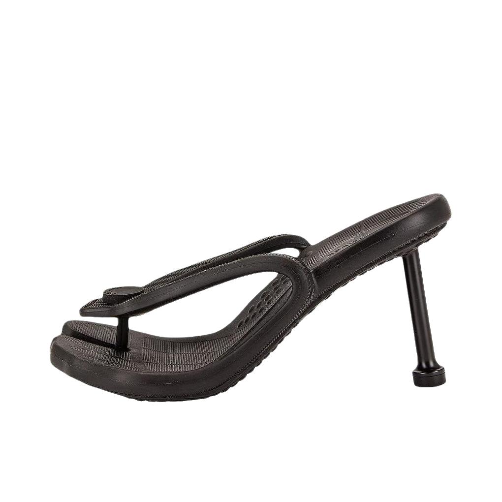 推荐商品：Balenciaga/巴黎世家 Micro 高跟鞋 夹趾露跟人字 黑色
