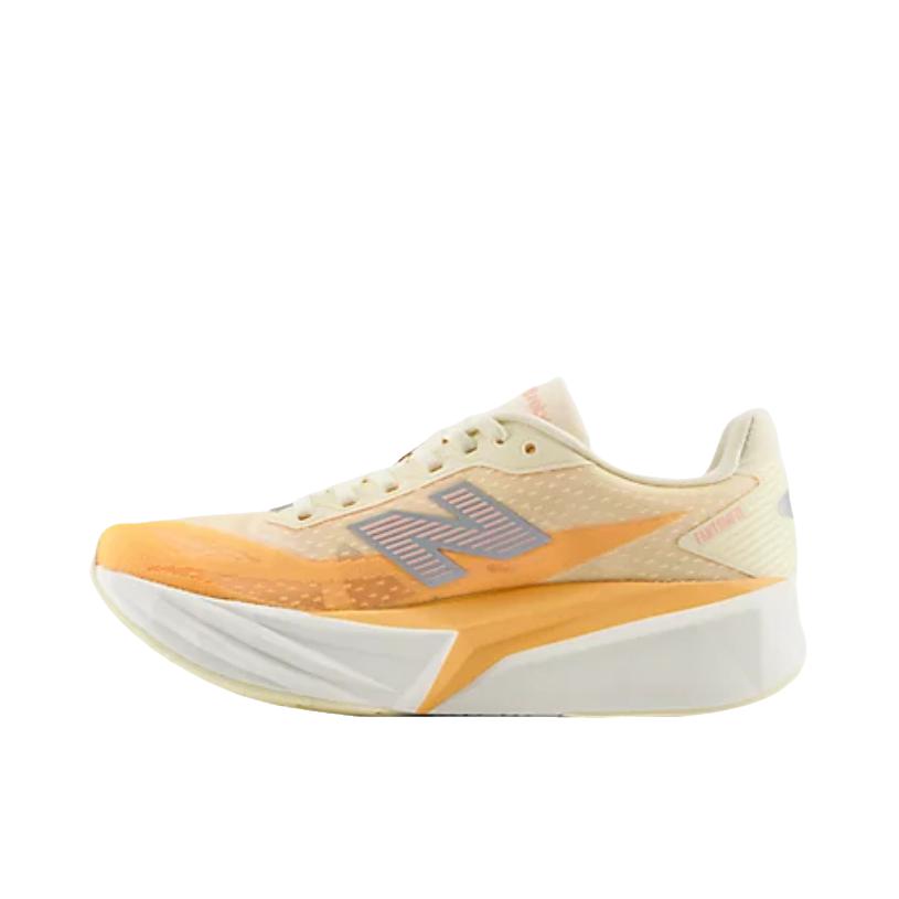 推荐商品：New Balance FuelCell Rebel v5 跑鞋 轻量竞速支撑回弹缓震减震轻便速训稳健抓地韧弹贴合稳固耐用 B宽/女款/米色/白色/橙色/黄色