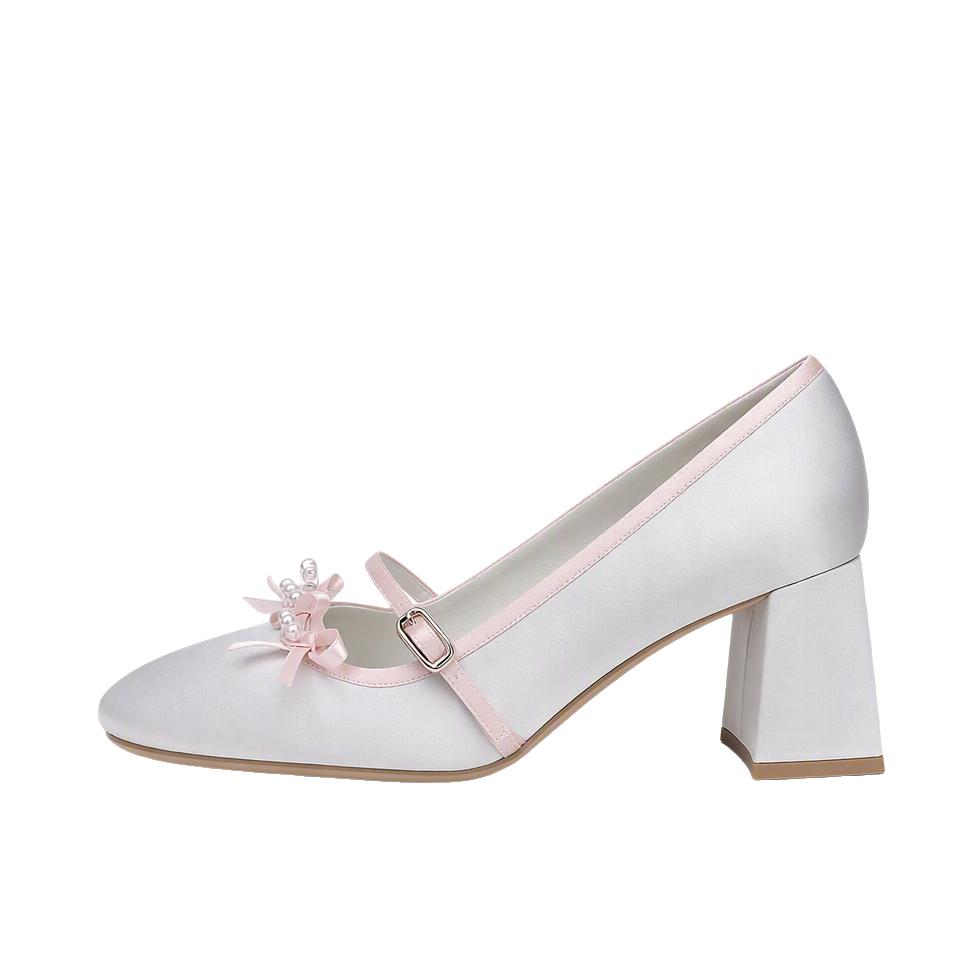 推荐商品：CHARLES&KEITH 高跟鞋 时尚蝴蝶结 CK1-61720278 银色/粉色