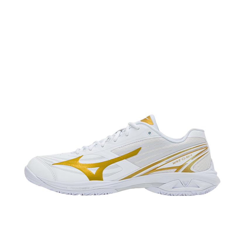 推荐商品：Mizuno/美津浓 Claw 鹰爪4 羽毛球鞋 轻量减震耐磨防滑快速抗扭 白色/金色