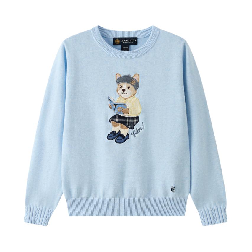 推荐商品：e·land kids童装 2026AW 学院套头长袖针织衫 女中大童 EKKWG8922B 蓝