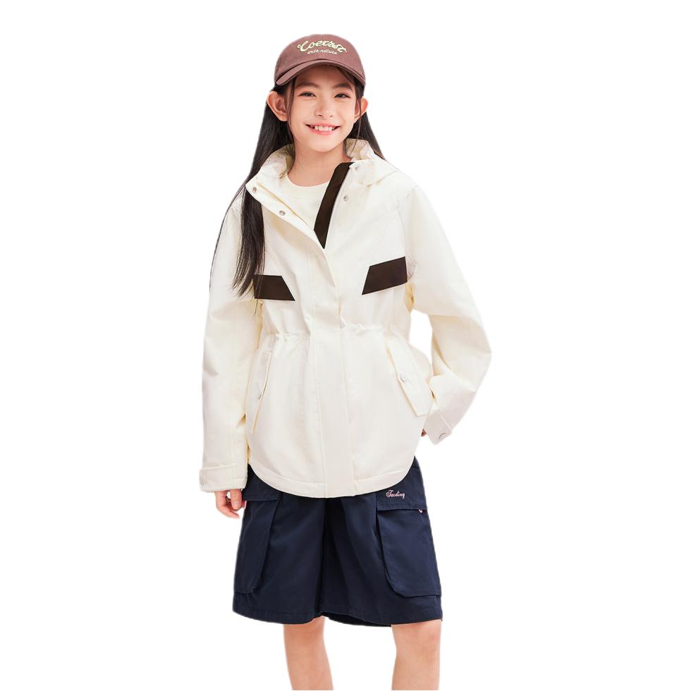 推荐商品：souhait/水孩儿童装 2026AW 防风耐磨厚款长袖风衣 女中大童 SHUDGD05CC527 米白