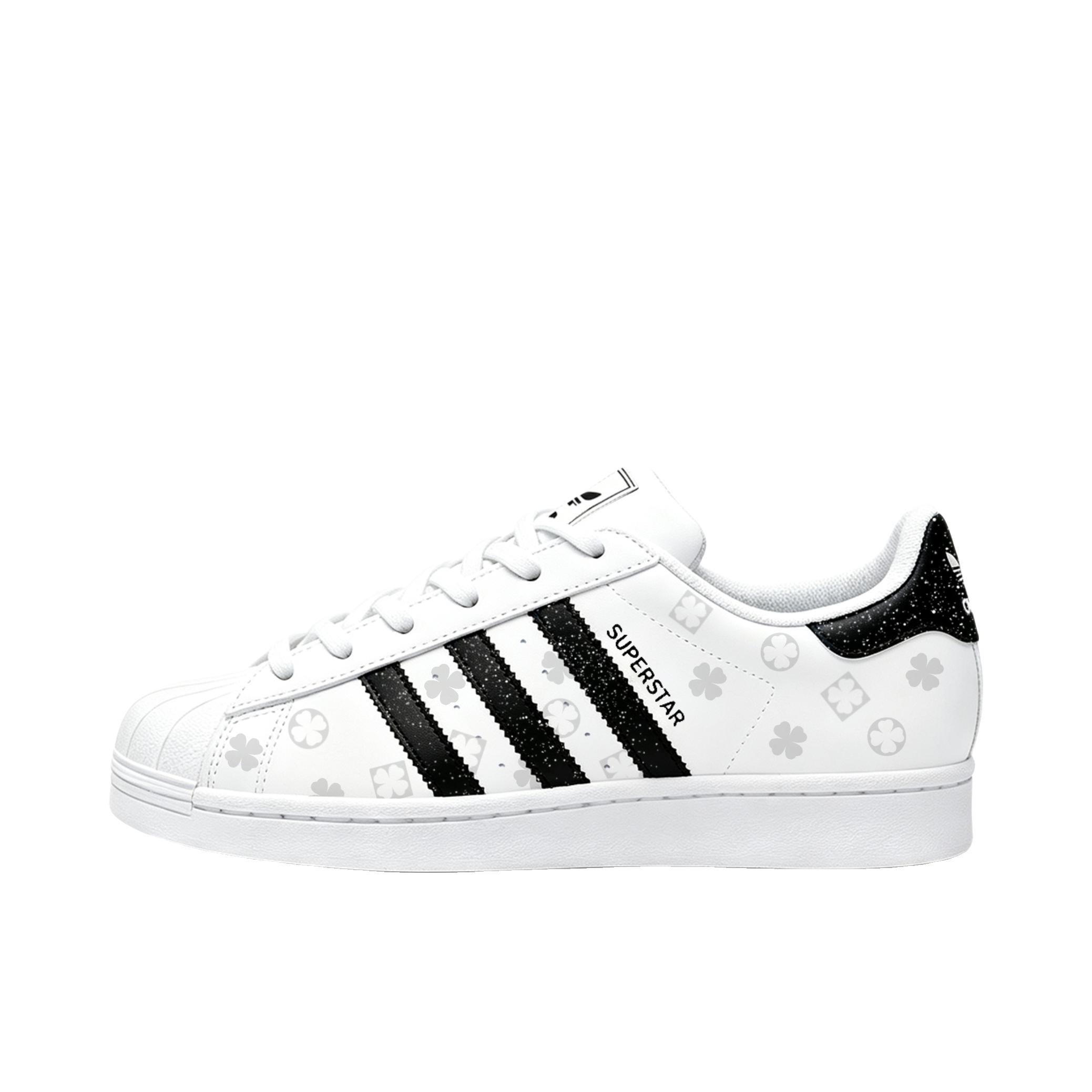 推荐商品：【定制球鞋】 adidas Originals Superstar 板鞋 防踢减震防滑耐磨百搭潮流时尚合成革贝壳头 灰白轻奢