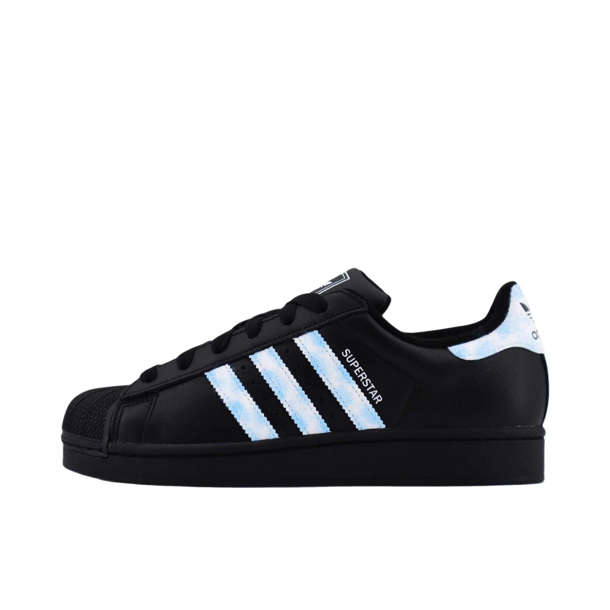 推荐商品：【定制球鞋】 adidas Originals Superstar 板鞋 防踢减震防滑耐磨百搭潮流时尚合成革贝壳头 蓝色/黑色