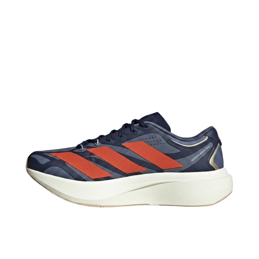 推荐商品：adidas Adizero Evo SL EXO 跑鞋 马拉松竞速橡胶回弹舒适贴合 科技墨/学院橙/学院海军蓝