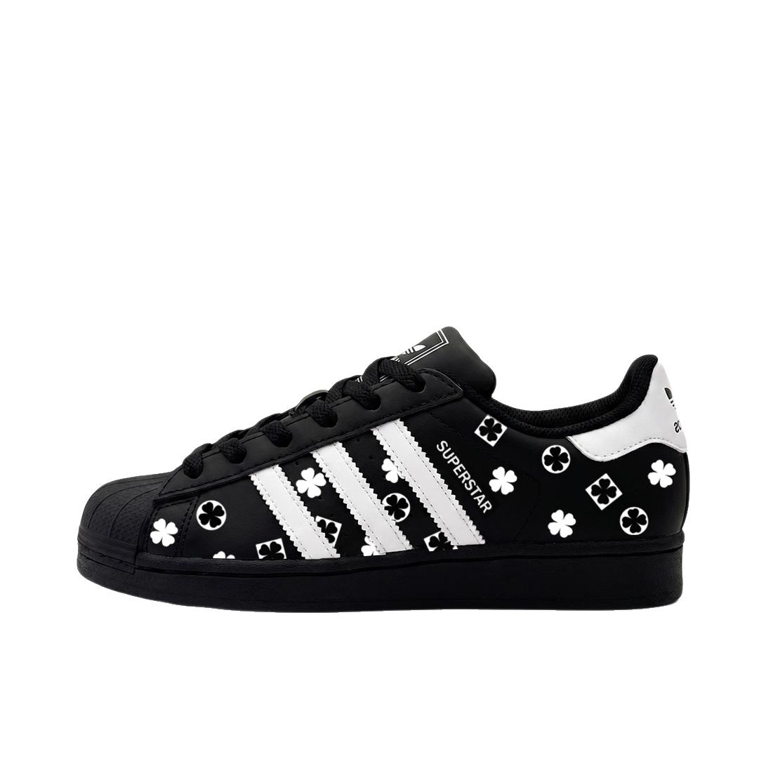 推荐商品：【定制球鞋】 adidas Originals Superstar 板鞋 防踢减震防滑耐磨百搭潮流时尚合成革贝壳头 黑白轻奢