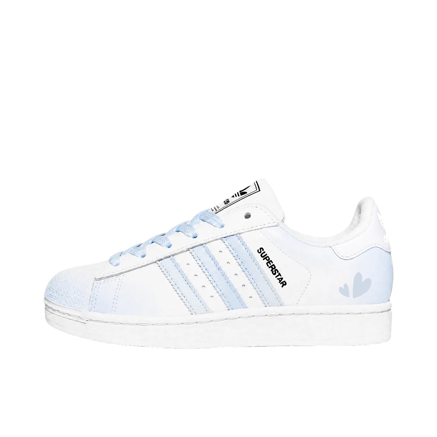 推荐商品：【定制球鞋】 adidas Originals Superstar 板鞋 防踢减震防滑耐磨百搭潮流时尚合成革贝壳头 贝瓣轻蓝
