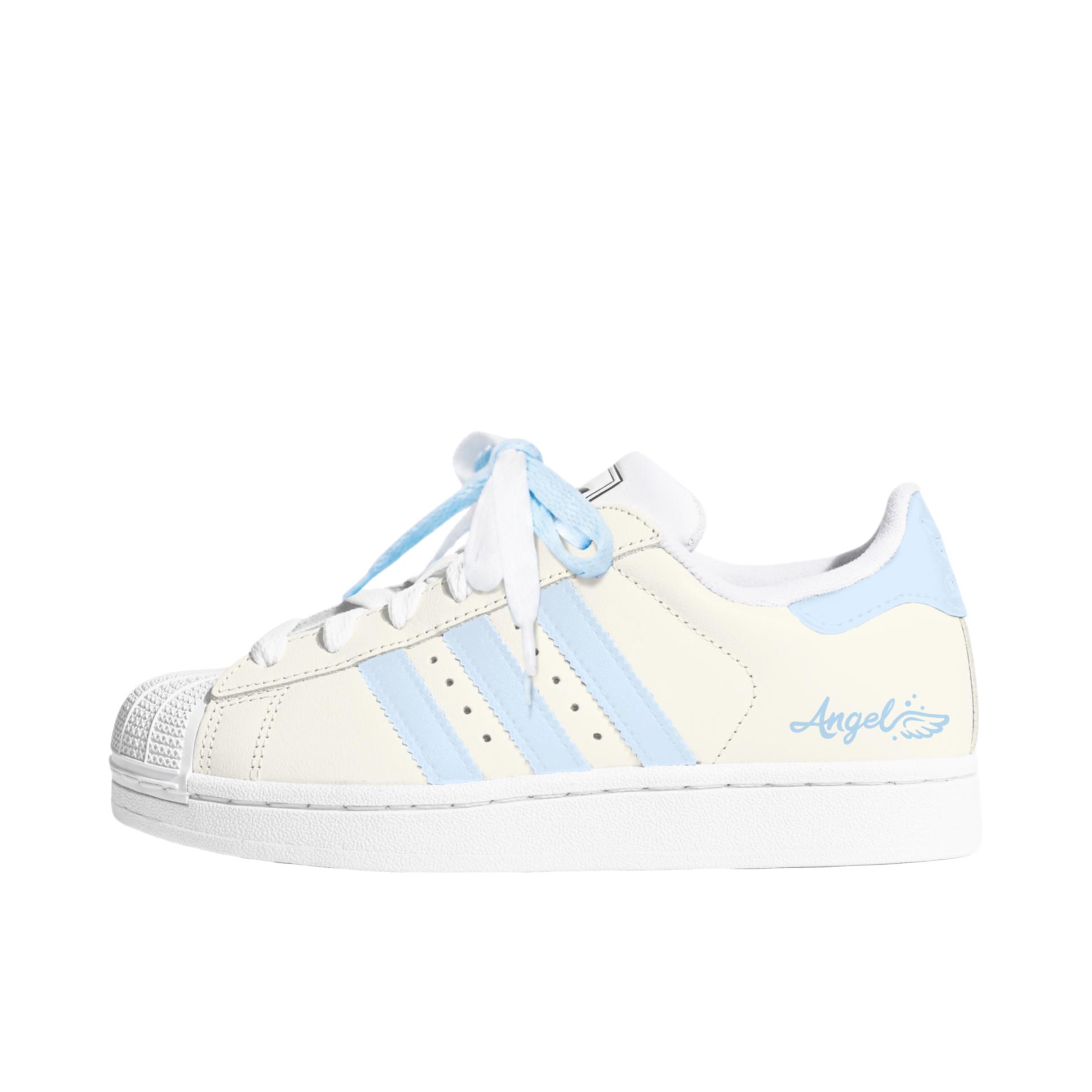 推荐商品：【定制球鞋】 adidas Originals Superstar 板鞋 防踢减震防滑耐磨百搭潮流时尚合成革贝壳头 女款/海盐天使