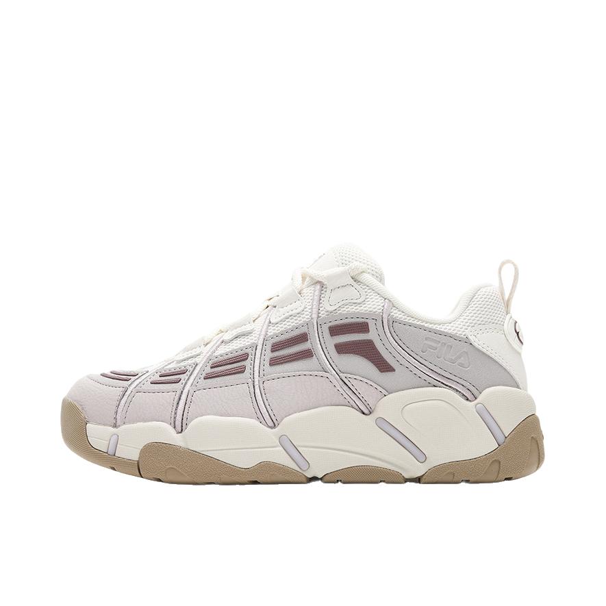 推荐商品：FILA/斐乐 BASKET 老爹鞋 合成革织物圆头 女款/豆腐白/海豚灰