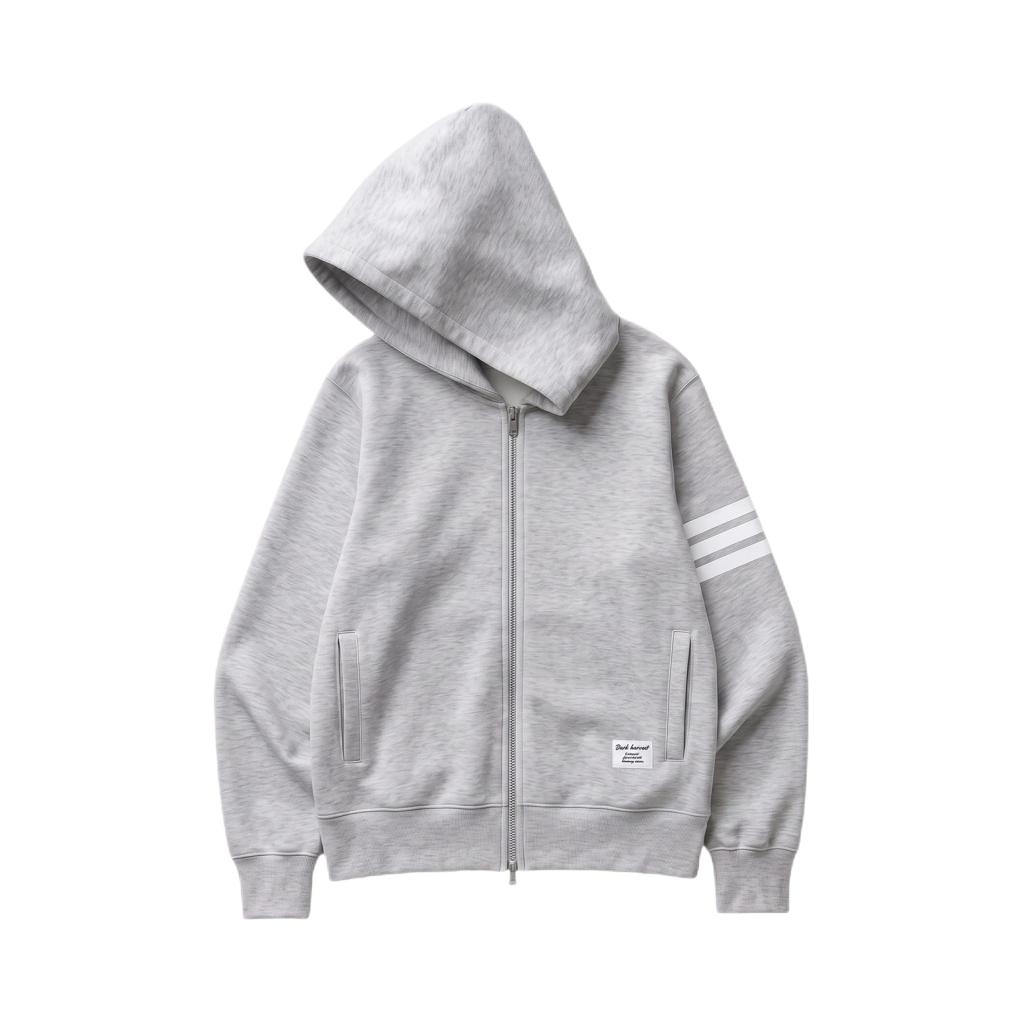 UNA RETA 条纹开衫保暖长袖情侣连帽卫衣 TC-UR445-KY3318 灰/升级版