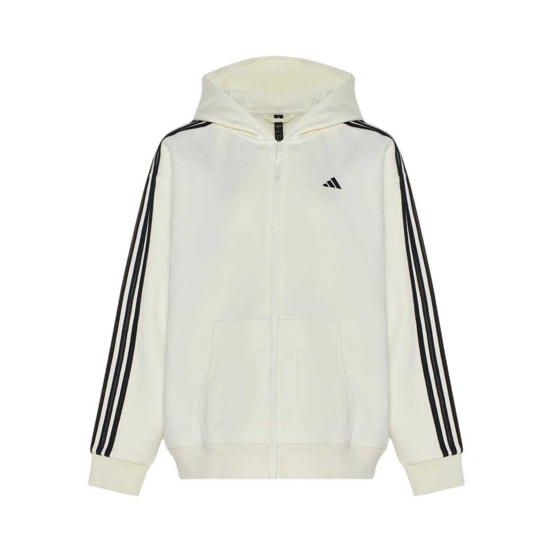 Adidas/阿迪达斯 2026AW 拉链条纹长袖夹克 女装 KZ1559 汉玉白