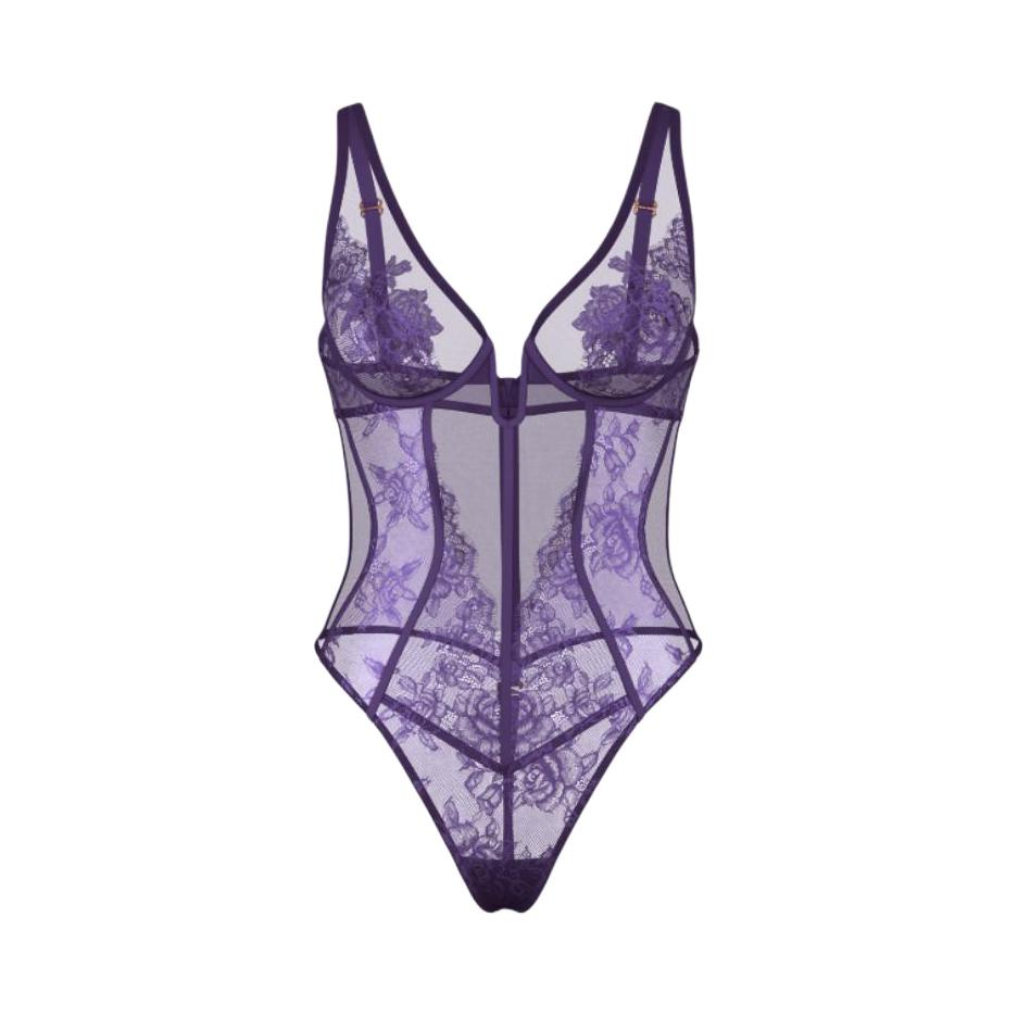 推荐商品：Victoria's Secret/维多利亚的秘密 纯色蕾丝带钢圈连体情趣内衣 女装 11264950 紫