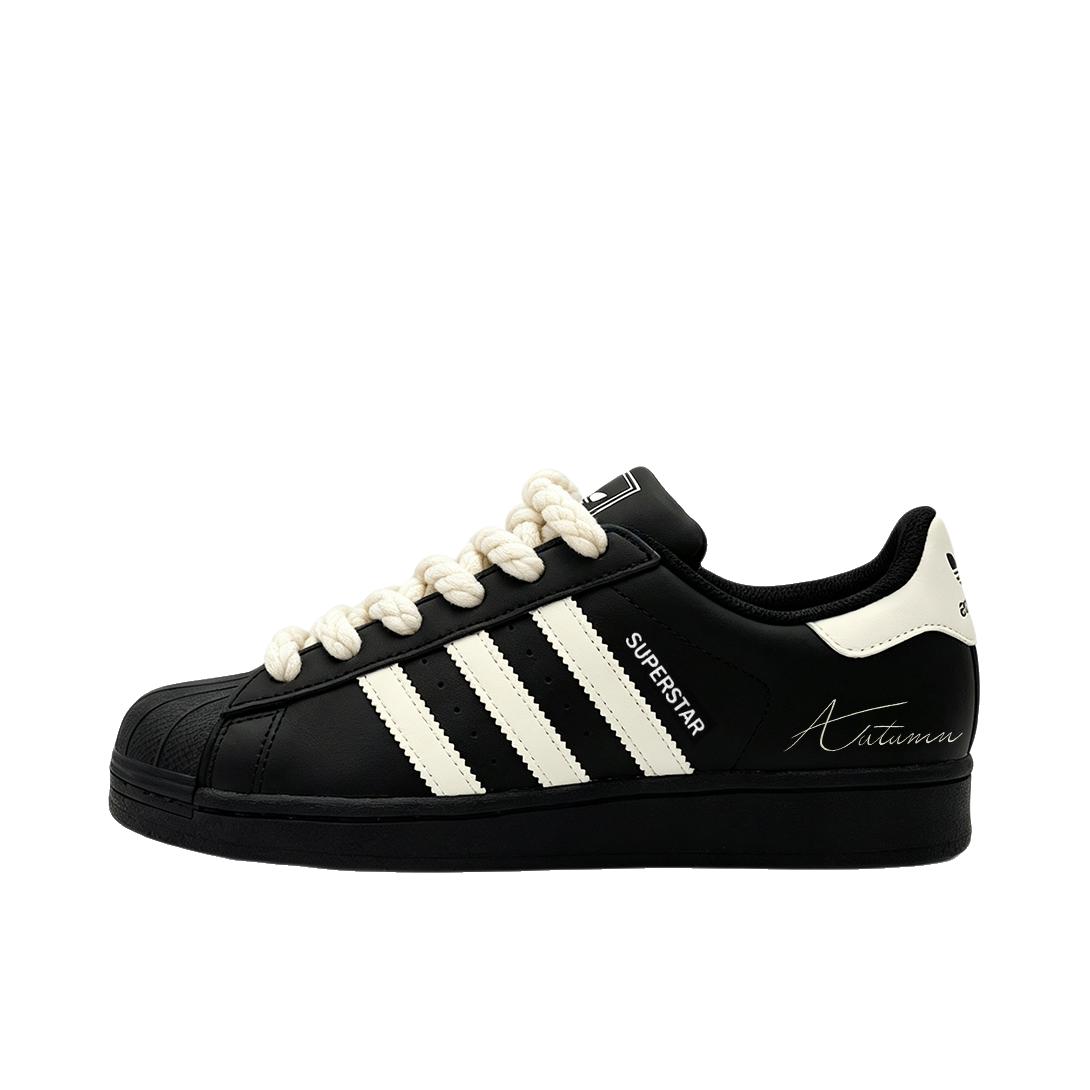 推荐商品：【定制球鞋】 adidas Originals Superstar 板鞋 防踢减震防滑耐磨百搭潮流时尚合成革贝壳头 臻黑留白