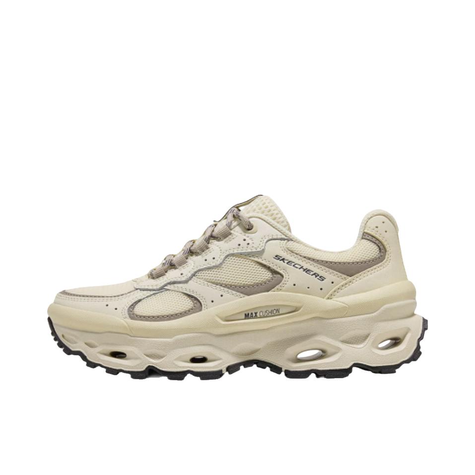 推荐商品：Skechers/斯凯奇 MAX CUSHION 徒步鞋 户外鞋 舒适减震防滑 女款/乳白色/灰色