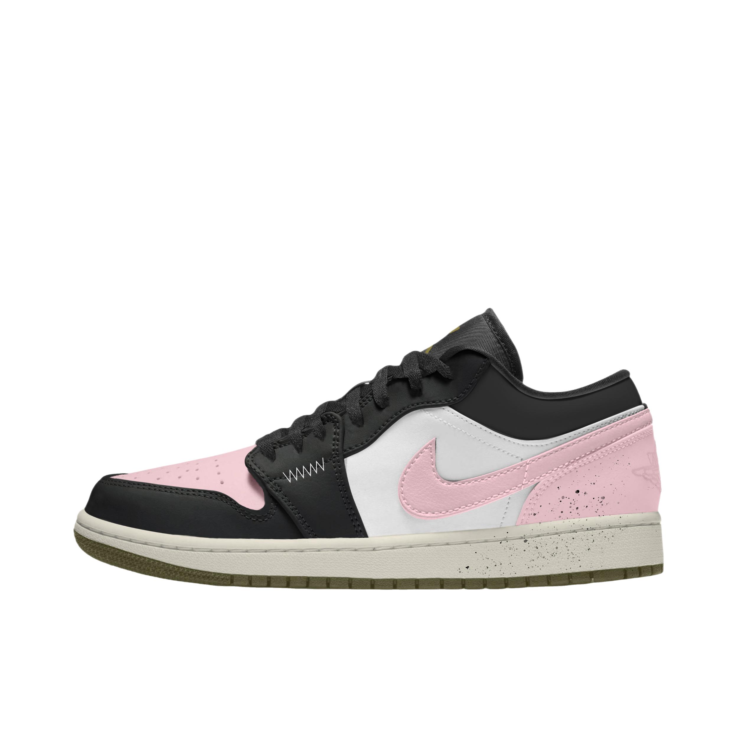 推荐商品：【定制球鞋】Air Jordan 1 减震 耐磨 透气 平跟 复古 潮流 简约 包裹性 防滑 轻便 支撑 增高 板鞋 大童/墨染桃夭