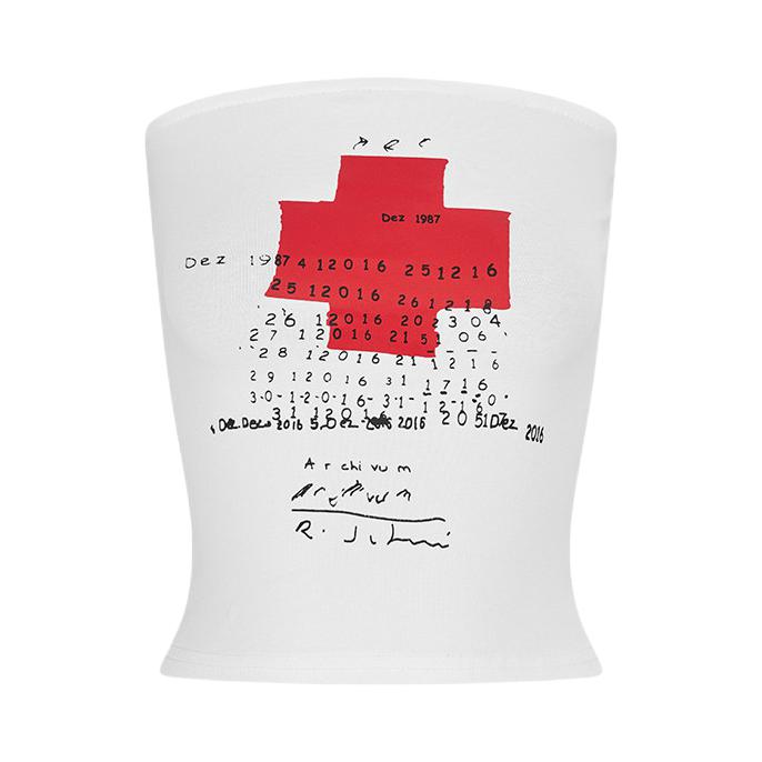 推荐商品：Moses Queen/魔西女王 2026SS 美式辣妹无袖印花外穿抹胸 女装 63697 白