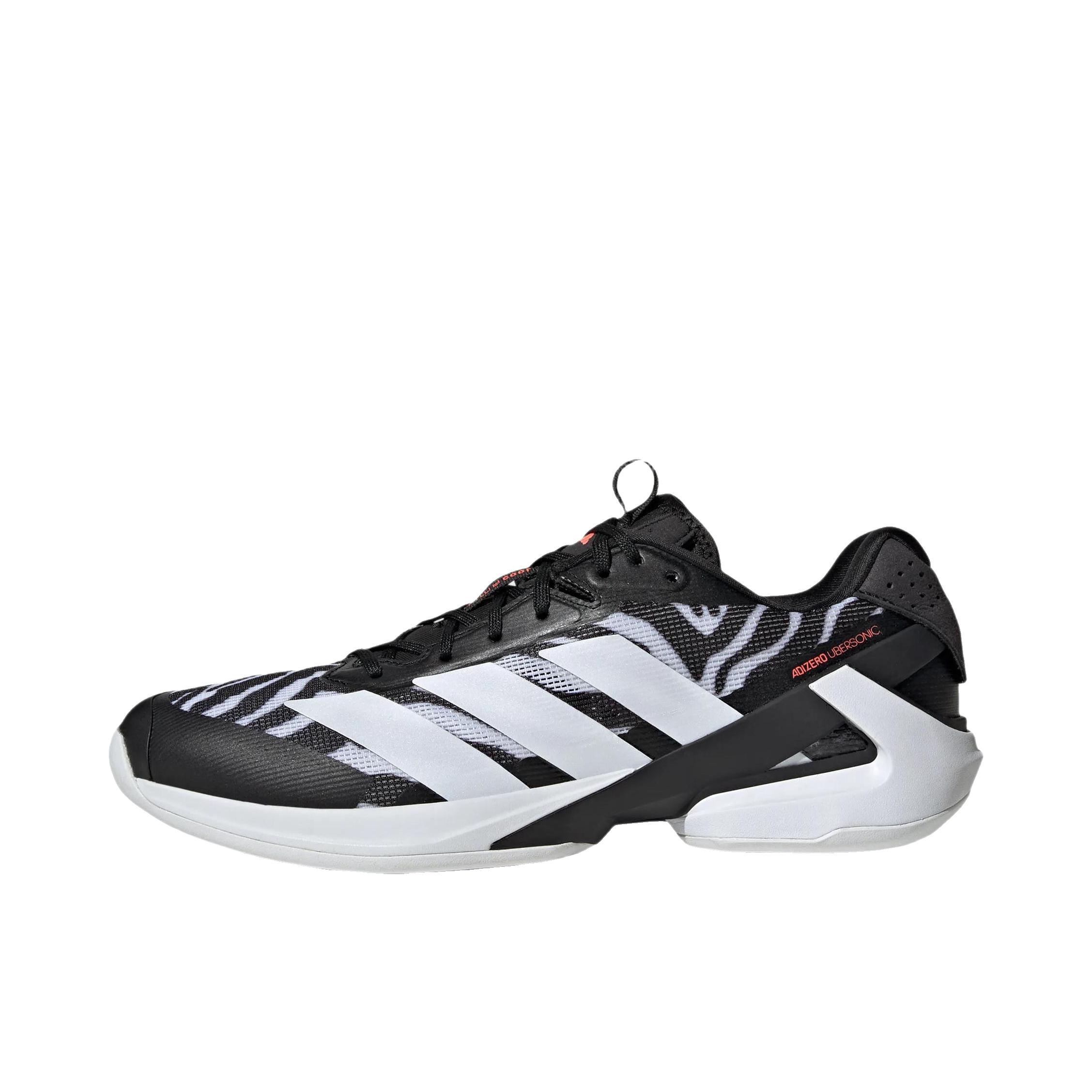 推荐商品：adidas Adizero Ubersonic 5 防滑 耐磨 贴合 低帮 平跟 网球鞋 黑色/白色/荧光红