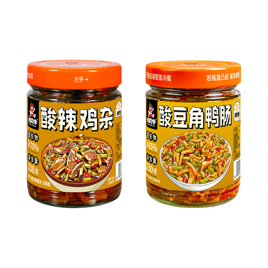 推荐商品：湘同学 酸辣鸡杂+酸豆角鸭肠 组合装