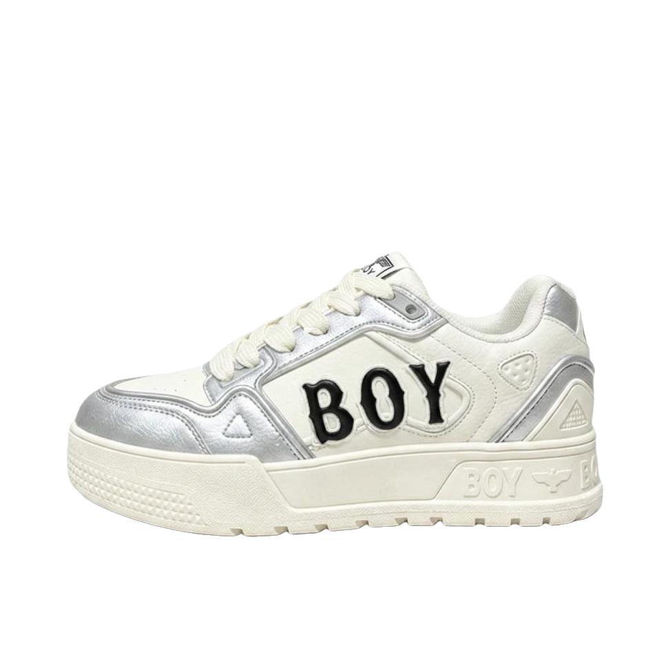 推荐商品：Boy London 板鞋 织物合成革百搭 银色/白色