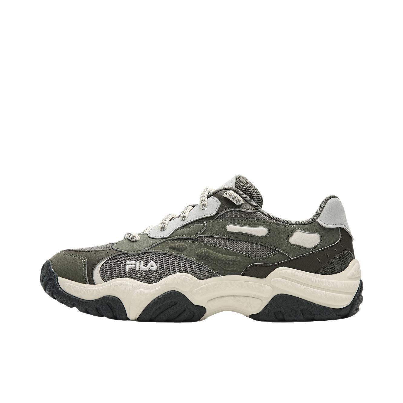推荐商品：FILA/斐乐 KORAL 珊瑚鞋 老爹鞋 越野跑鞋 复古增高耐穿减震轻便情侣 香根草绿/深地衣绿色