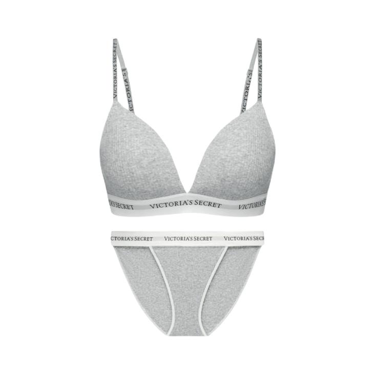 推荐商品：Victoria's Secret/维多利亚的秘密 2026AW 经典无钢圈三角杯文胸套装 女装 55000078 麻灰/套装