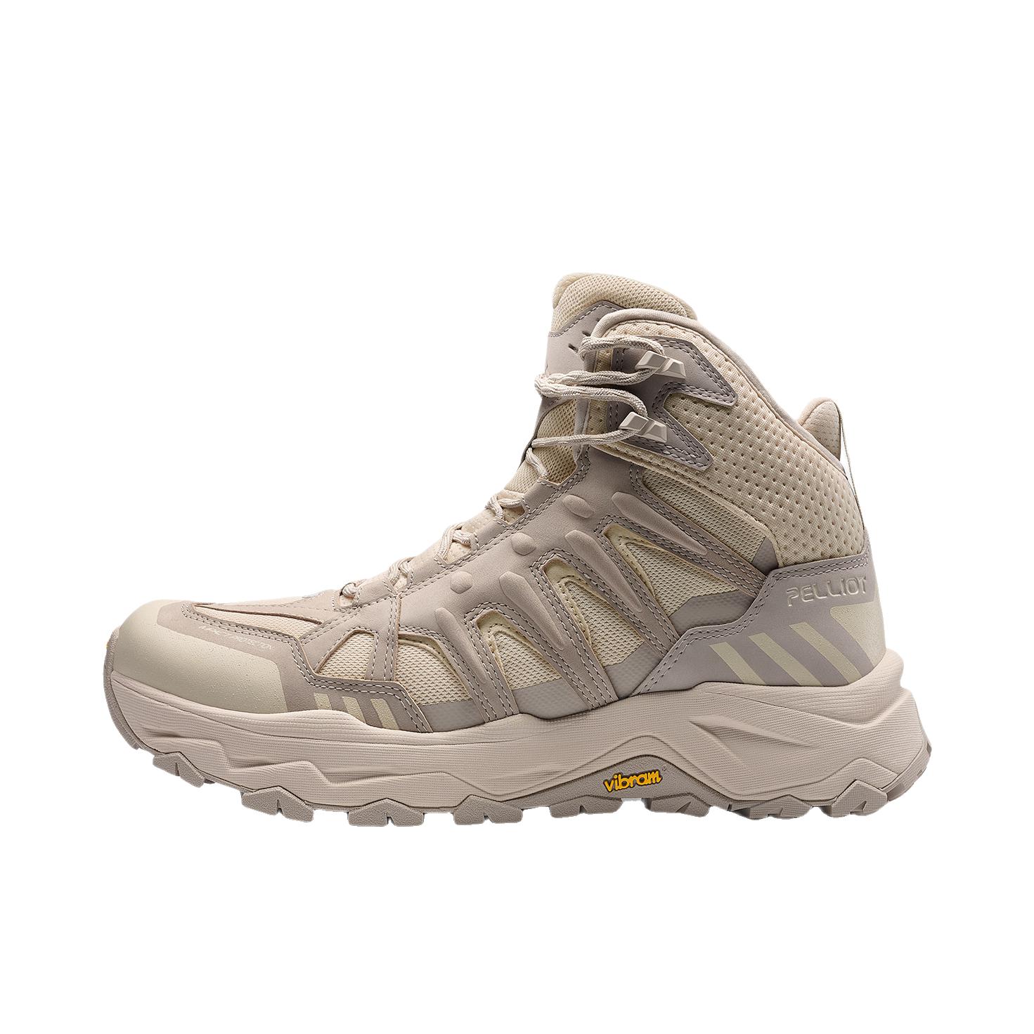 推荐商品：Pelliot/伯希和 山岩3.0 Vibram 登山鞋 户外鞋 防滑系带 高帮/烟灰色/卡其色/麦芽色/奶色