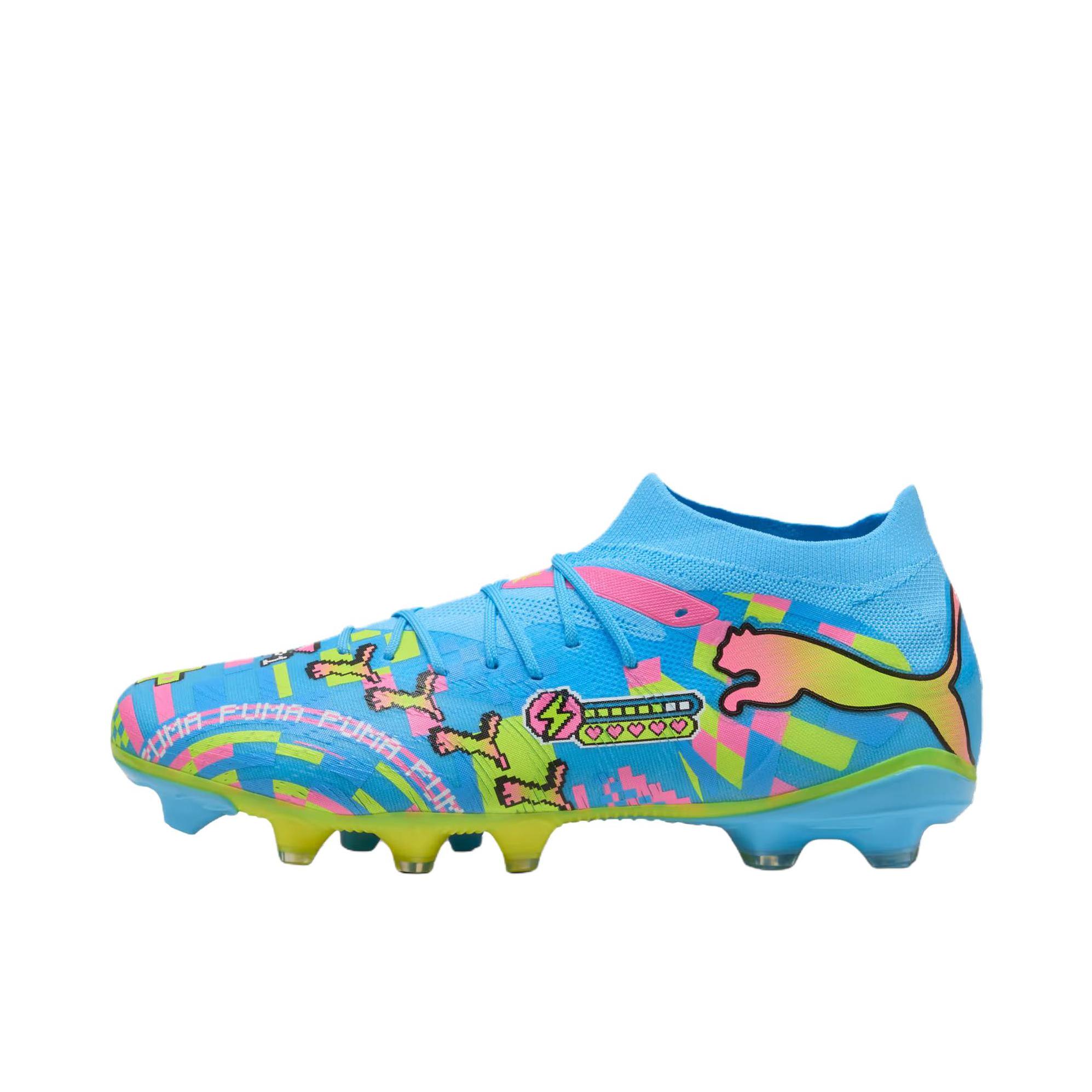 推荐商品：Puma/彪马 Future 9 Match ADVANCED FG/AG 足球鞋 胶质长钉短钉支撑耐磨 低帮/蓝色/白色/粉色