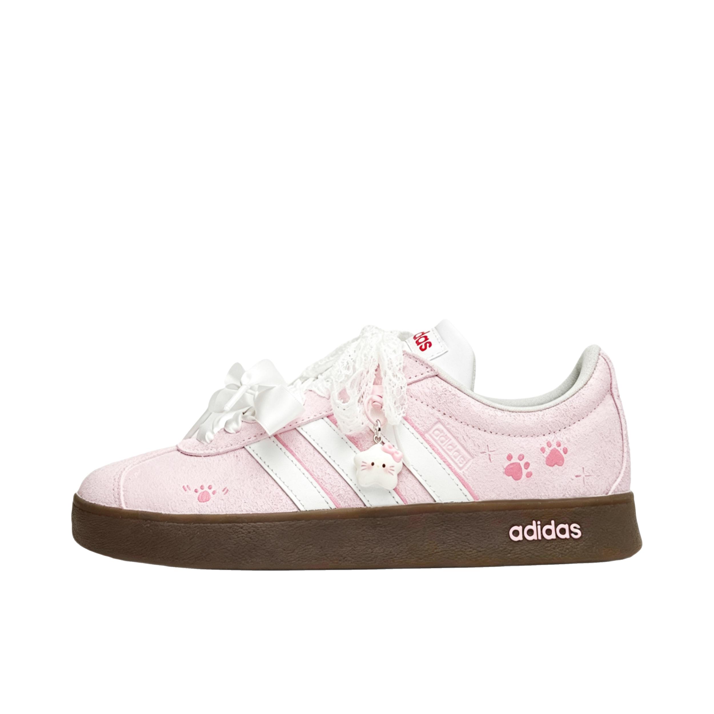 推荐商品：【定制球鞋】Adidas neo VL Court 2.0 德训鞋 板鞋 复古轻便耐磨芭蕾风甜美文艺抗冲击性防水 樱花爪爪