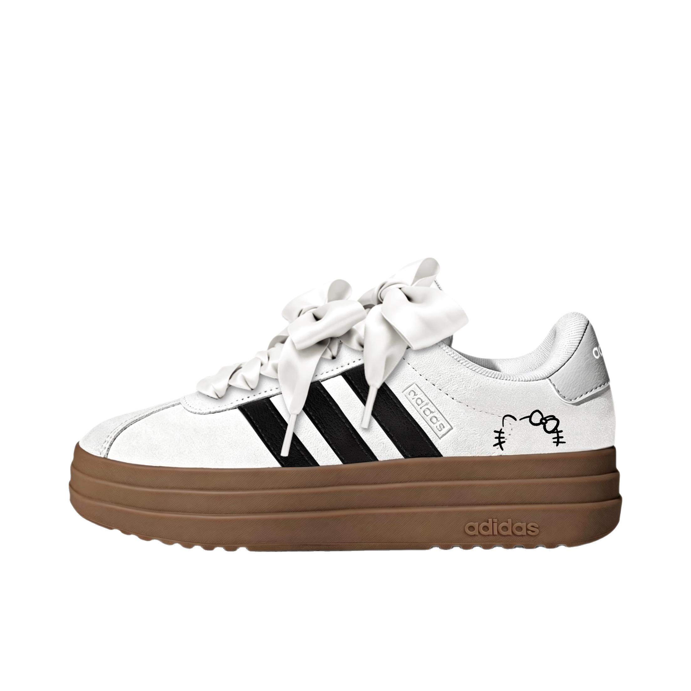 推荐商品：定制款 adidas VL Court Bold 板鞋 百搭低帮圆头系带 女款/白茶